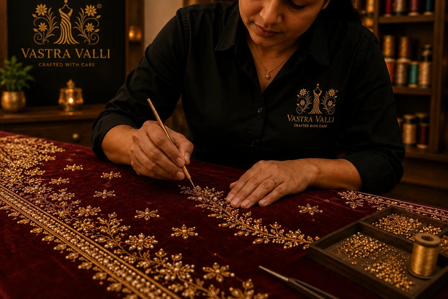 Aari handwork on the frame.